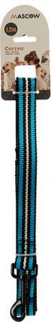 hondenriem 120 x 2,5 cm nylon zwart/blauw