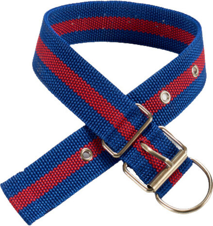 hondenhalsband 51 x 4 cm textiel/staal blauw/rood