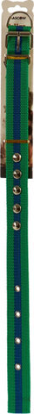 hondenhalsband 51 x 4 cm textiel/staal groen/blauw