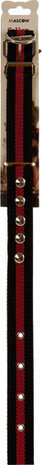 hondenhalsband 51 x 4 cm textiel/staal zwart/rood