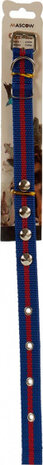 hondenhalsband 40,5 x 2,5 cm textiel/staal blauw/rood