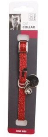 kattenhalsband glitter 30 x 1,3 cm rood
