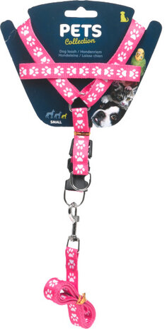 hondentuigje met riem 120 cm polyetheen roze