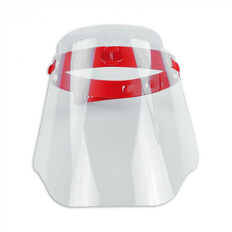 gezichtsscherm 38 x 23 cm transparant/rood