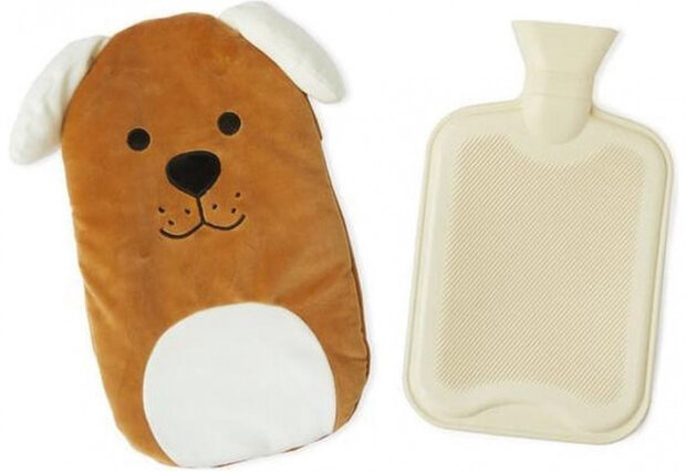 kruik hond 35 x 27 cm polyester/rubber bruin/beige