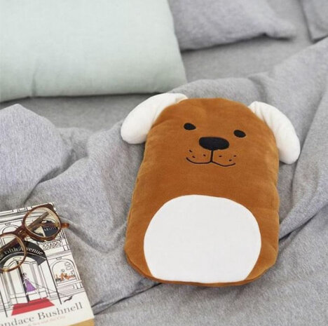 kruik hond 35 x 27 cm polyester/rubber bruin/beige