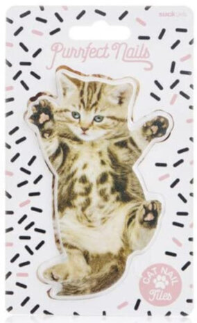 nagelvijl kattenvorm 12,5 x 5,5 cm bruin/wit