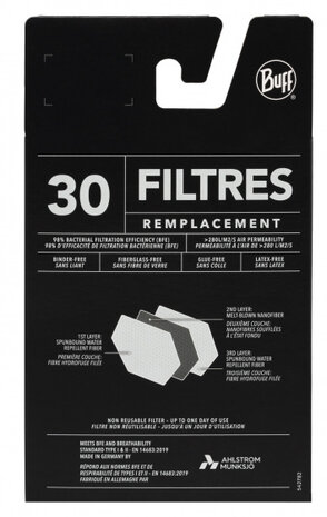filters voor mondkapje katoen 3-laags wit 30 stuks