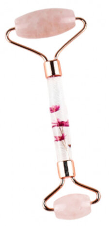 jaderoller 14 x 6 cm edelsteen/staal roze/ros&eacute;goud