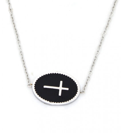 enkelbandje Cross dames RVS zilver