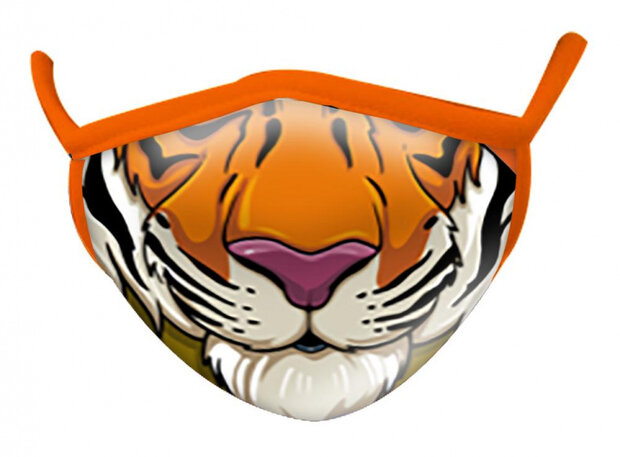 mondkapje Wild Smiles tijger polykatoen oranje/zwart