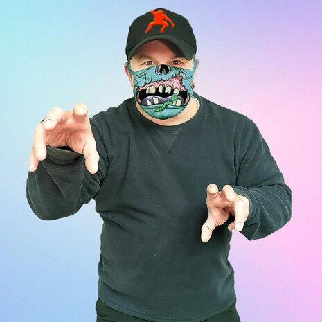 mondkapje Wild Smiles zombie polykatoen blauw