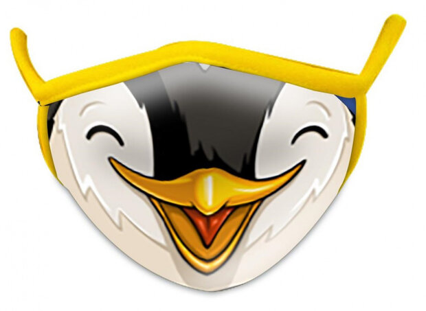 mondkapje Wild Smiles pingu&iuml;n polykatoen zwart/wit