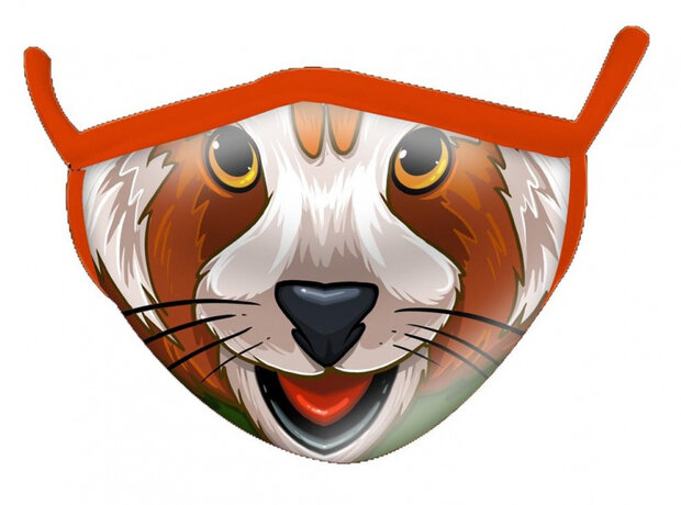mondkapje Wild Smiles panda polykatoen wit/rood