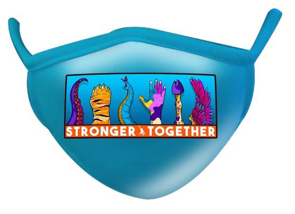 mondkapje Stronger Together junior katoen blauw