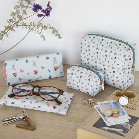 beautycase Bugs dames 6 x 9 cm polyester groen