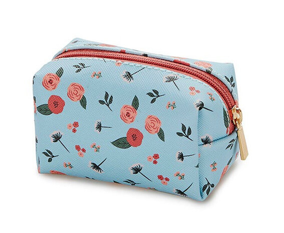 beautycase Bloom dames 6 x 9 cm polyester blauw