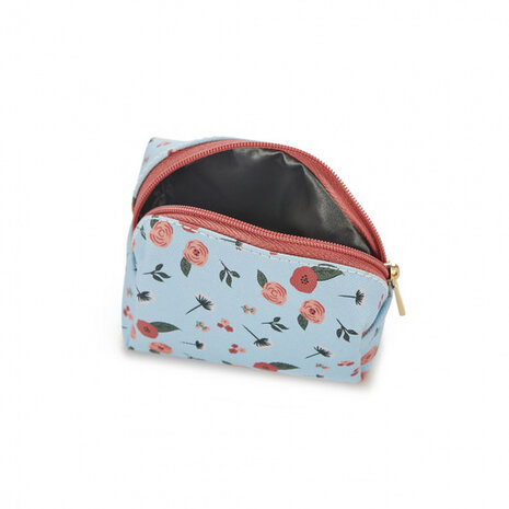 beautycase Bloom dames 6 x 9 cm polyester blauw