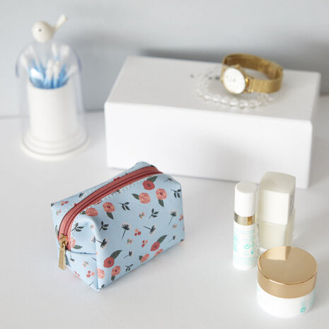 beautycase Bloom dames 6 x 9 cm polyester blauw