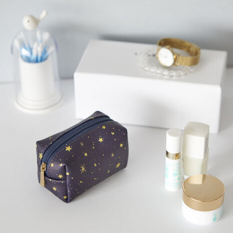 beautycase Starry dames 6 x 9 cm polyester marineblauw