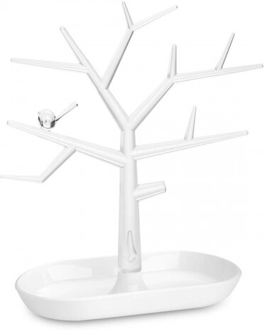 sieradenstandaard dames 27,3 x 30,6 cm wit/transparant