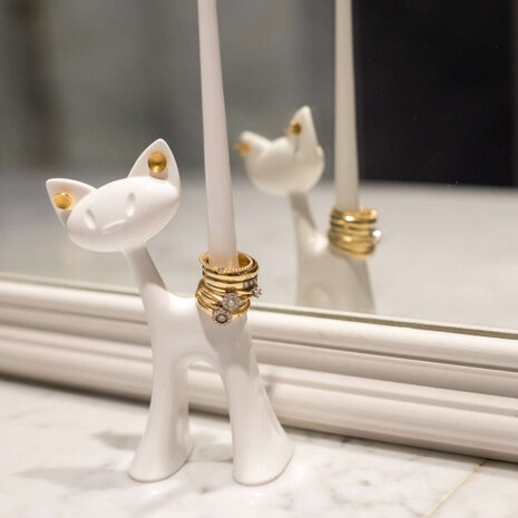 ringenhouder Miaou dames 8,6 x 21,5 cm wit