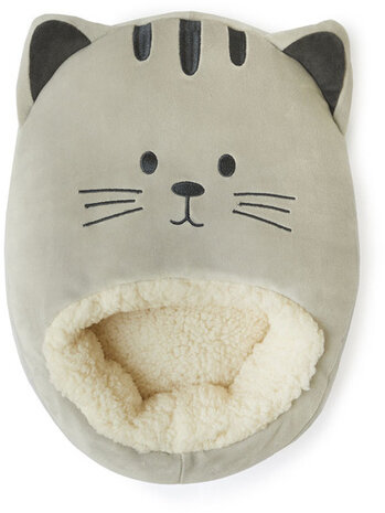 voetenwarmer kat polyester 37 x 30 cm grijs