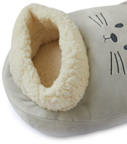 voetenwarmer kat polyester 37 x 30 cm grijs