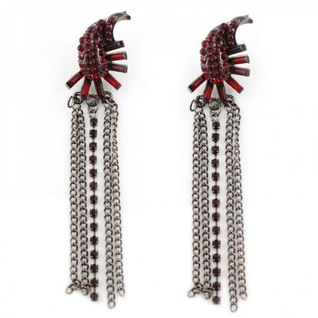 oorbellen Hayat dames metaal zwart/rood