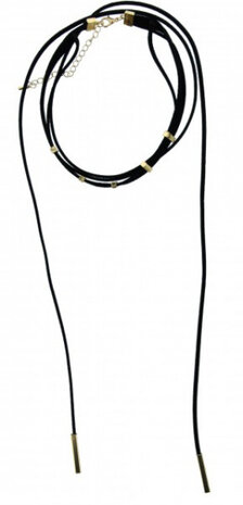 chokerketting dames 37 tot 42 cm zwart/goud
