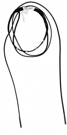 chokerketting dames 37 tot 42 cm zwart/zilver