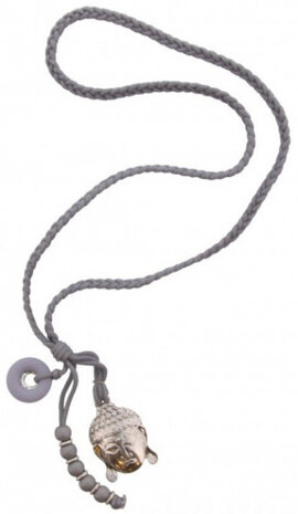 ketting Buddha dames 44 cm textiel grijs one-size