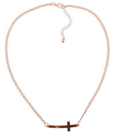 ketting Cross dames 50 cm rosegoud verstelbaar