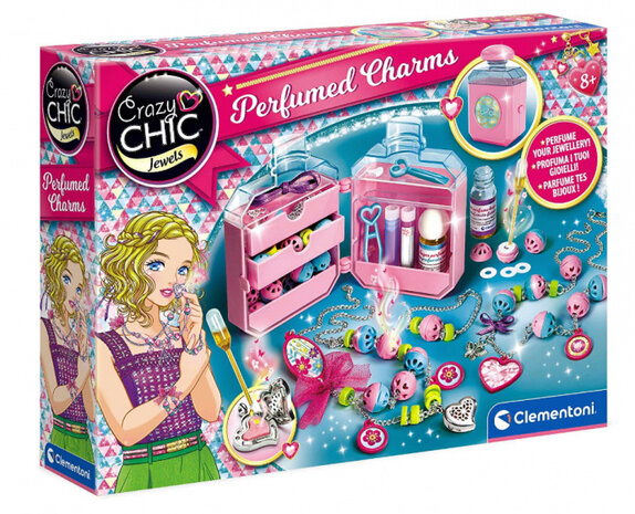 parfumset Crazy Chic meisjes roze/blauw 21-delig