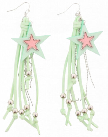 oorbellen Fay meisjes 11 cm staal lichtgroen