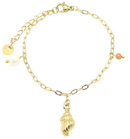 bedelarmband Shellz dames RVS goud