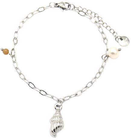 bedelarmband Shellz dames RVS zilver