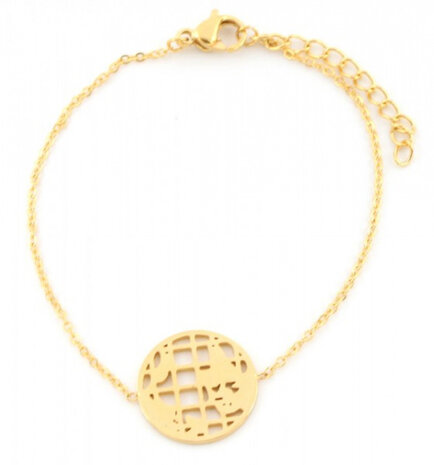 armband Wereld dames RVS goud