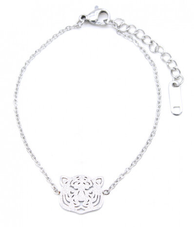 armband Tiger dames RVS zilver