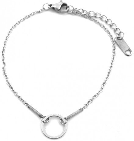 armband Circle dames RVS zilver
