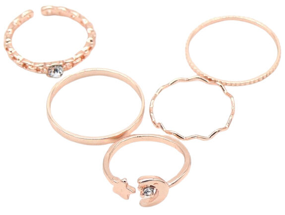 ring set Toma&nbsp;dames metaal ros&eacute;goud 5-delig maat 19