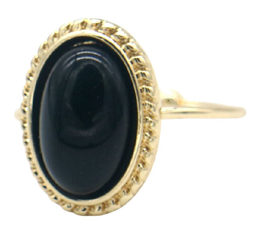 aanschuifring Black Stone dames RVS goud/zwart