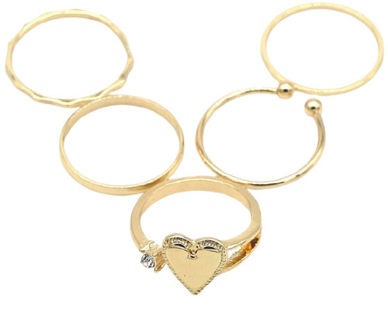 ring set Fae&nbsp;dames metaal goud 5-delig maat 60