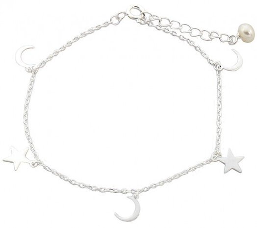 armband Stars Moon dames RVS 925 zilver verstelbaar