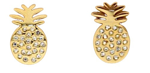 oorknopjes Pineapple dames 10 mm RVS goud