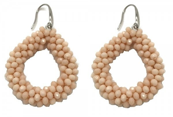 oorbellen Facet dames 4,5 x 3,5 cm staal zalmroze