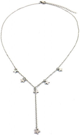ketting Falling Stars dames RVS zilver verstelbaar
