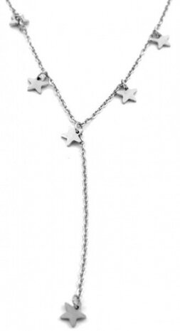 ketting Falling Stars dames RVS zilver verstelbaar