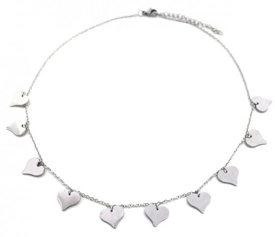 ketting Hearts dames RVS zilver verstelbaar