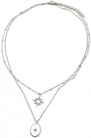 ketting Northern Stars dames RVS zilver verstelbaar